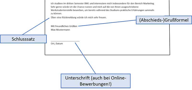 Bewerbung als Werkstudent Anschreiben Schluss