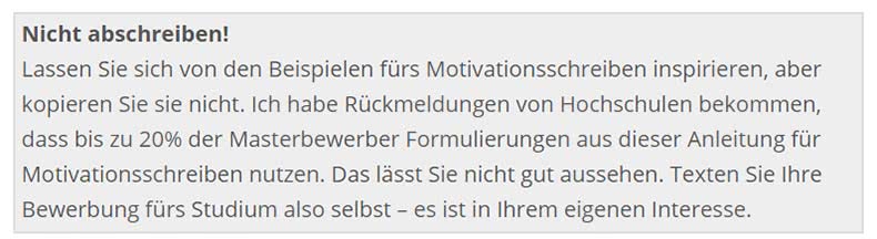 Tipp Motivationsschreiben Stipendium